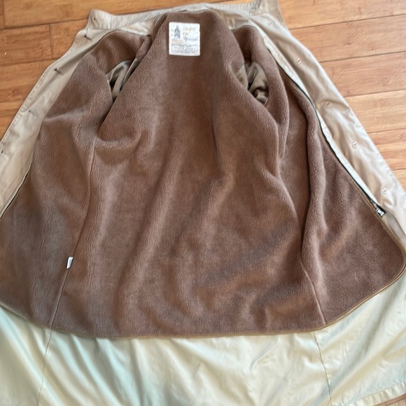 London fog rain coat trench khaki removable zipper fur lining 8 Petite 8P - Picture 14 of 16